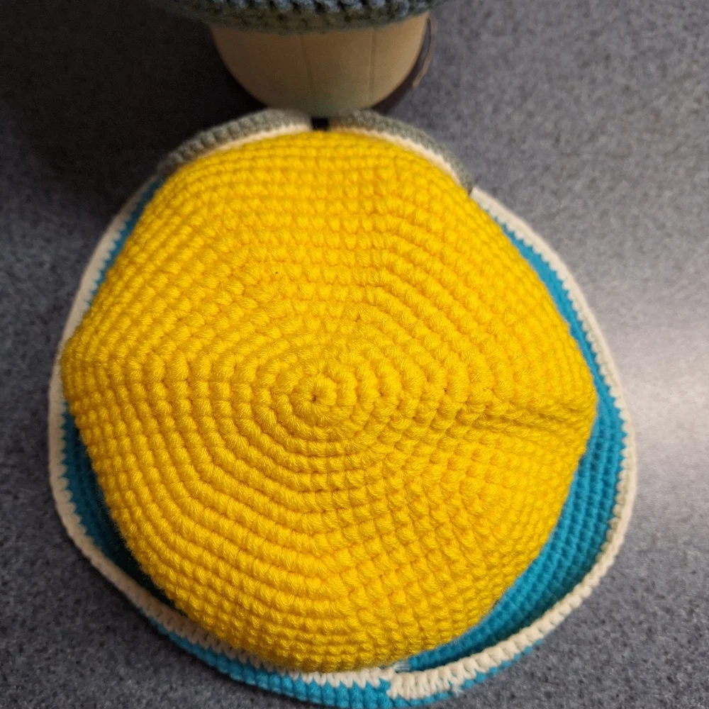 Hand Crocheted Bear & Minion Bucket Hats, Large, NWOT